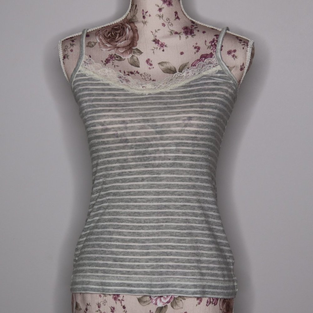 EXPRESS Tank Top with Metallic Thread Lace Accent